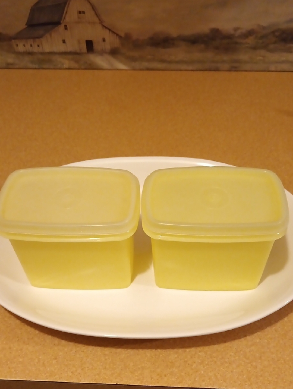 Vintage  Tupperware 2 small yellow storage containers with lids